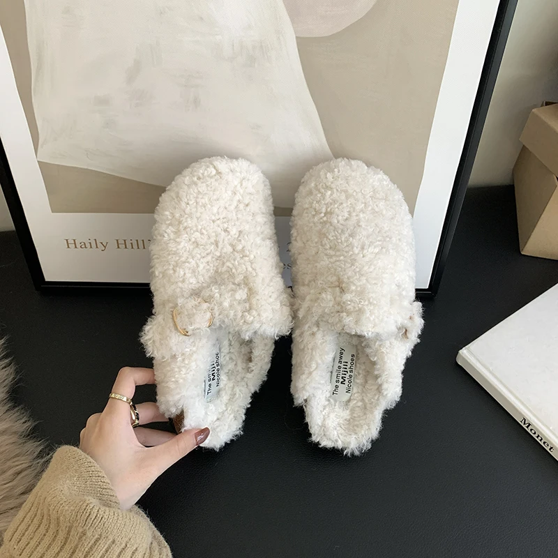 2023 New Women's Wool Slippers Warm Platform Wool Slippers women Slippers Women Sheepskin Slippers Women Shoes Real Wool Lamb