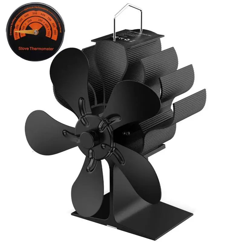 

Heat Powered Stove Fan Upgrade Designed Silent Operation 6 Blades With Stove Thermometer Wood Stove Fan Heat Powered Fireplace