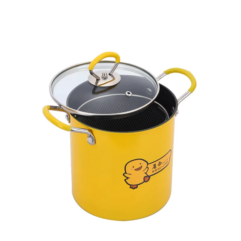 3L Iron 18cm Deep Fry Pot Kitchen Fryer With Strainer