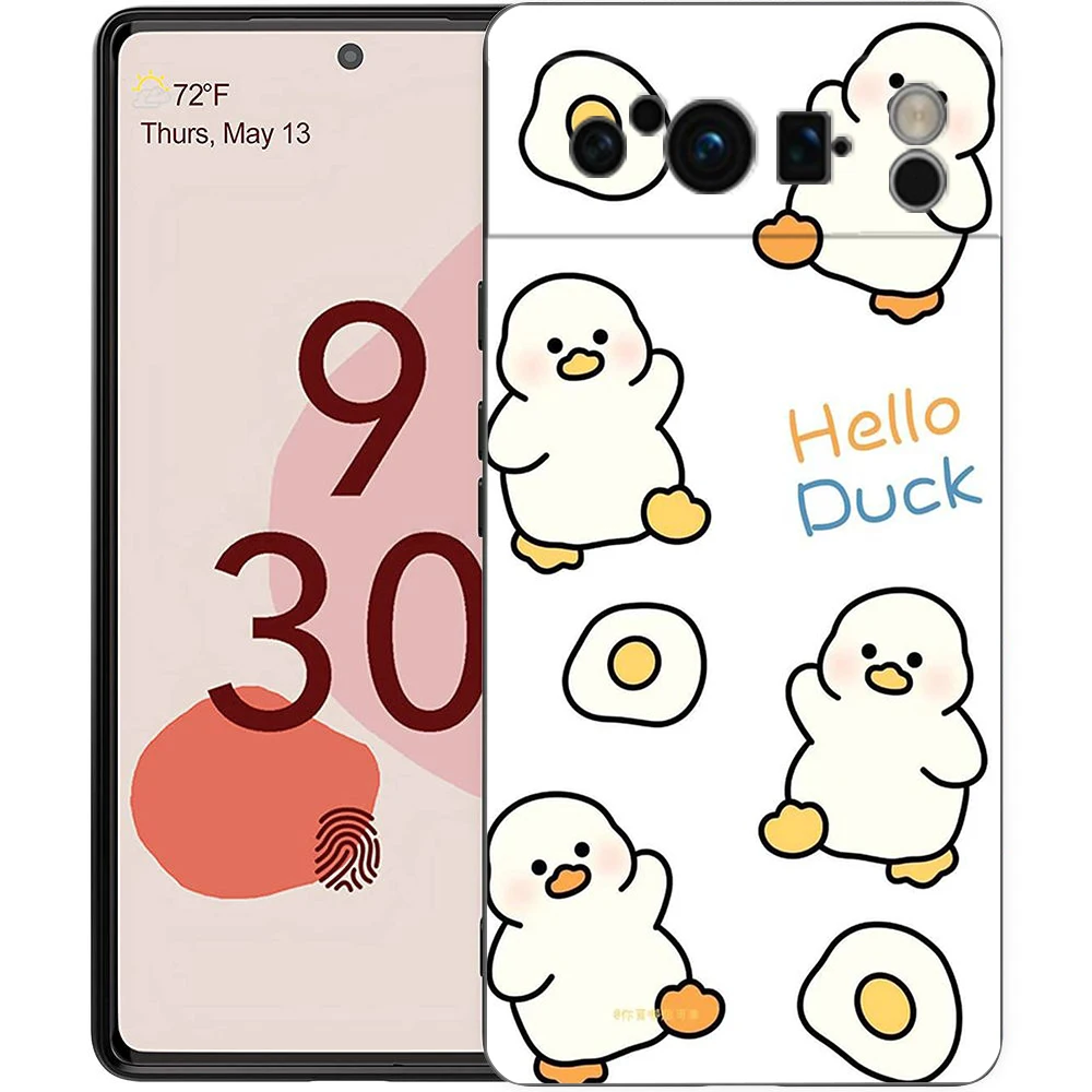 Cute Cartoon Duck Shockproof Black Soft TPU Back Cover Phone Case