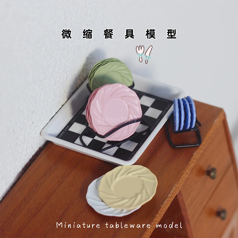 1/6 1/12 Nordic Style Tableware Mini Plate Pretend Play Food Miniature Dollhouse Kitchen Dinnerware Decoration Accessories Toy 4