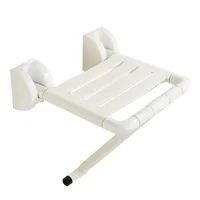 Bathroom Safe Chair White Foldable PVC and Stainless Steel Material Wall mounted Chair With Leg 1