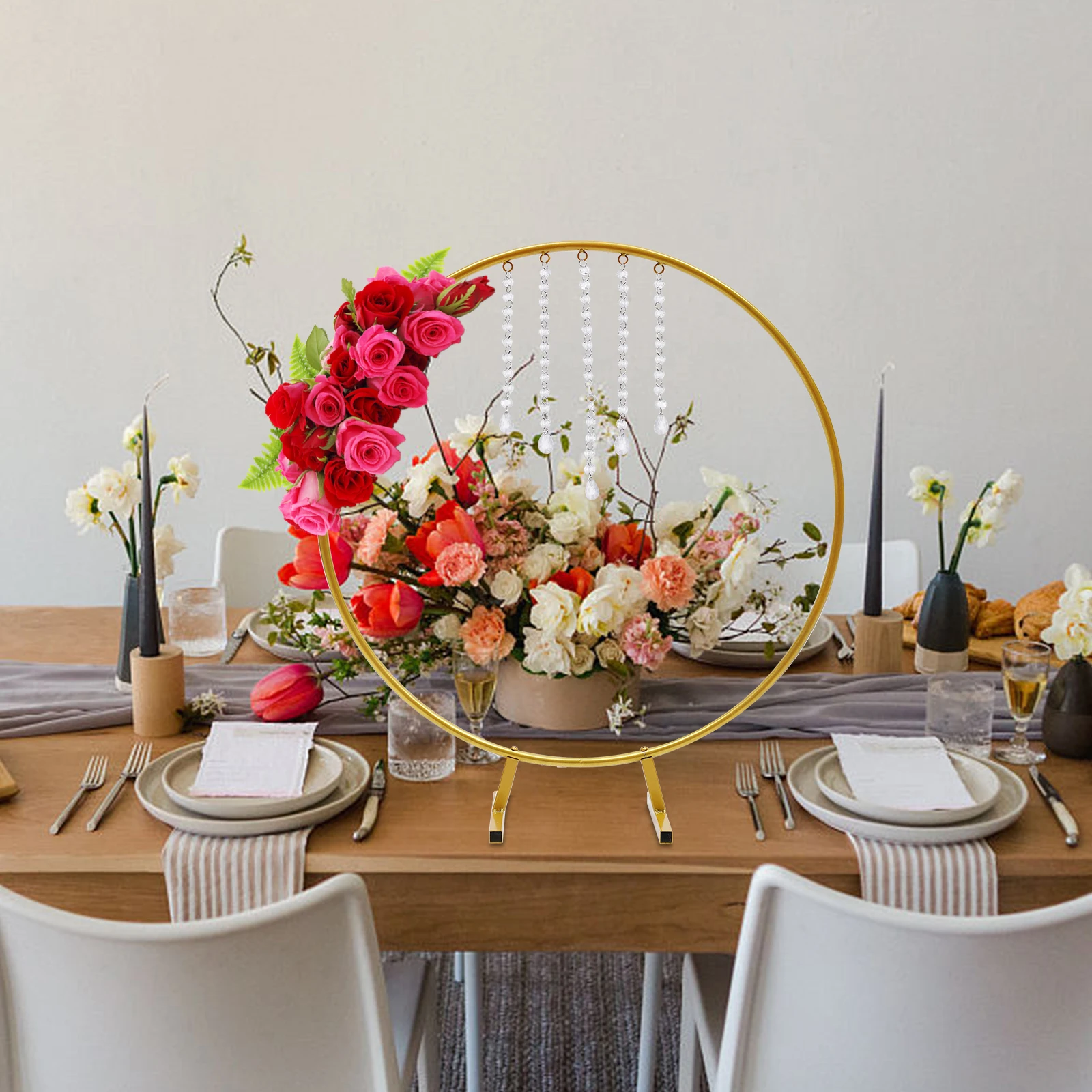 

10× Flowers Decorative Iron Ring Circle Background Bow Background for Wedding Birthday Party Decor