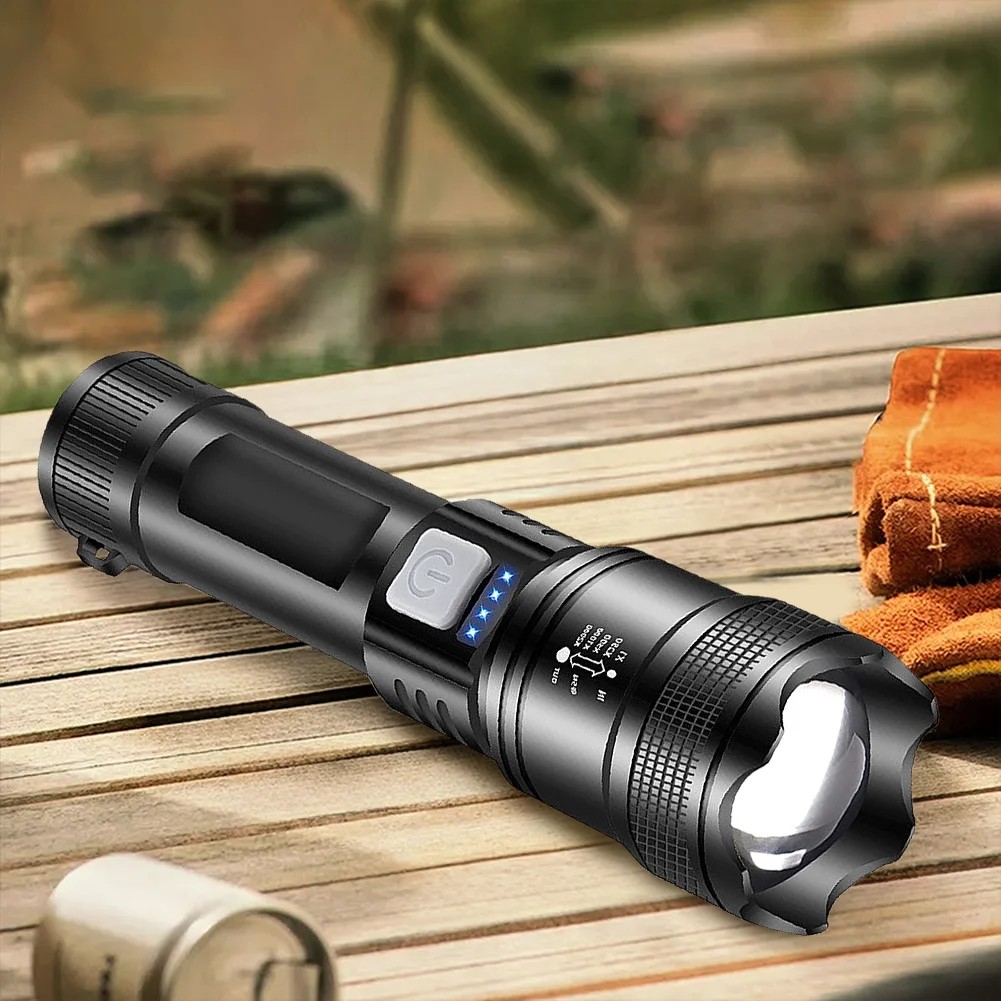 XHP50 Handheld LED Flashlight 300LM Powerful LED Flashlight 1200mAh Super Bright Flashlight Mobile Power Bank for Camping Hiking