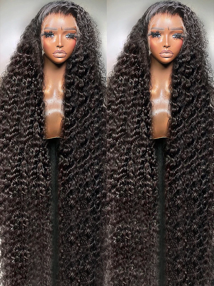 

200 Density 13x6 13x4 Transparent Lace Front Human Hair Wigs For Women Curly 36 Inch Brazilian Deep Wave 4x4 Lace Closure Wig