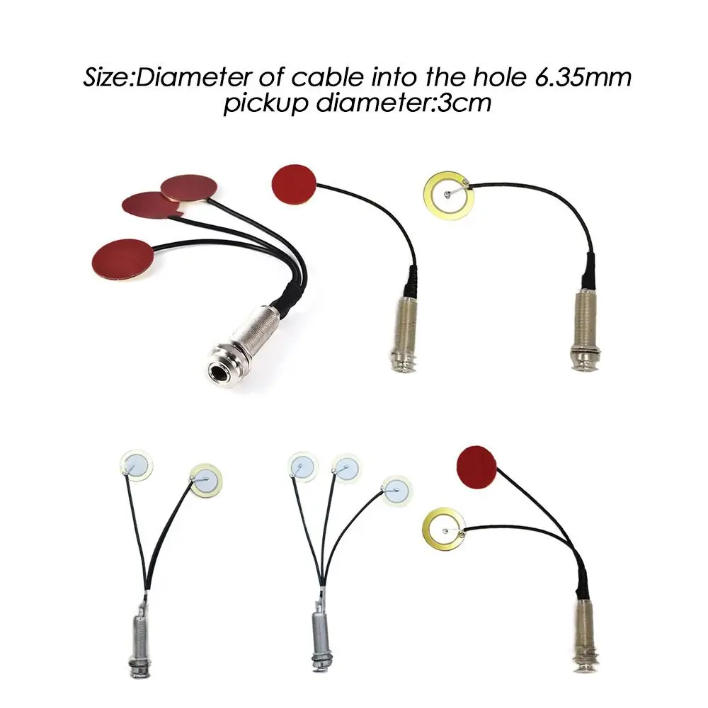 3 Transducer Pickups End Pin Jack Musical instrument pickup Acoustic Guitar Patch Ethnic Instrument Pickups Tail Nail Pickup