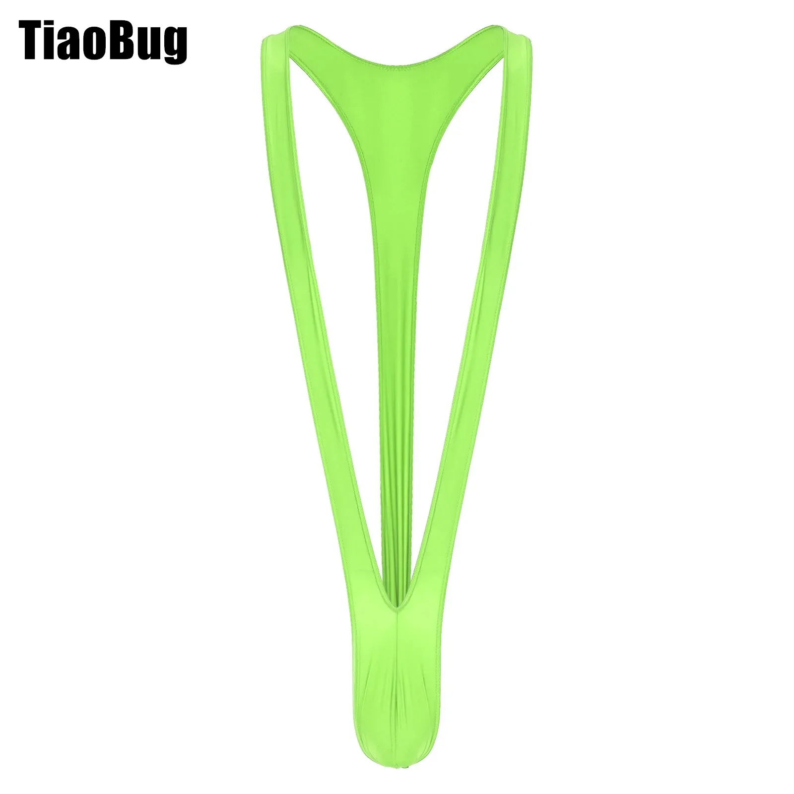 

Mens Glossy Mankini Swimsuit Swimwear Bulge Pouch Thong V-Shaped Suspender Bodysuit Underwear