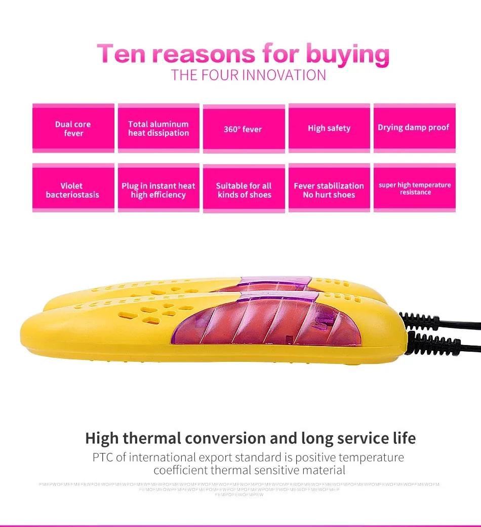 Description Picture 3 of item18W EU Plug Race Car Shape Voilet Light Shoe Dryer Foot Protector Boot Odor Deodorant Dehumidify Device Shoes Drier Heater