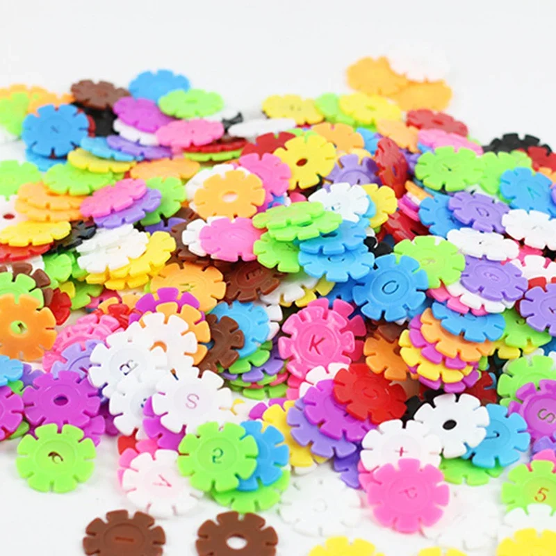 500Pcs/Pack Building Blocks Children's Plastic ABS Snowflake Shape Kids Educational Toy Assemblage Colorful Model Building Kit