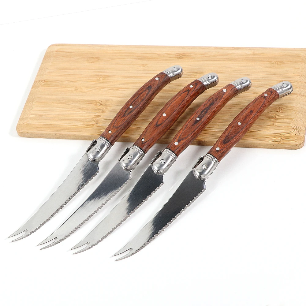 Laguiole Pronged Cheese Knife Pizza Cutter Sharp Blade Steak Knives High-end Wood Handle Cheese Tools cheese knives set 2/4/6/8pcs