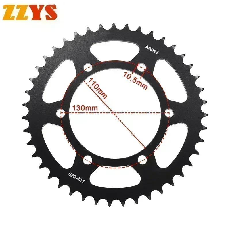 

520 43T 43 Tooth Rear Sprocket Gear Wheel Cam For Yamaha Road YZF-R3 2015-2020 YZFR3AMB 2021 2022 YZF R3 AMB YZFR1 YZF R1 98-03