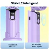 TOPK K38 Ventilateur portatif, ventilateur de cou de voyage personnel multifonction 3 en 1 de 000 mAh avec affichage numérique, 90 °   Ventilateur de bureau pliable 2