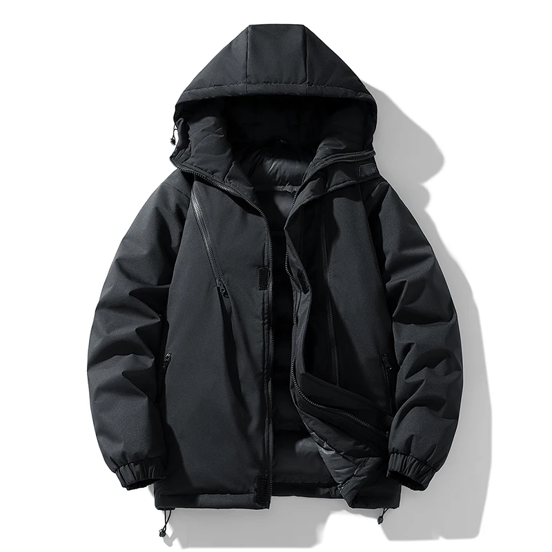 Men's Winter Jacket Outdoor Hooded Big Zip-up Windbreaker Waterproof Outerwear Hiking Thick Warm Padded Jackets Brand Parkas