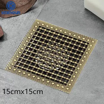 ตะแกรงทองเหลืองโบราณขนาด15x15ซม. ระบายน้ำห้องน้ำพื้นห้องครัวห้องอาบน้ำระเบียงตะแกรงระบายน้ำทิ้ง 1