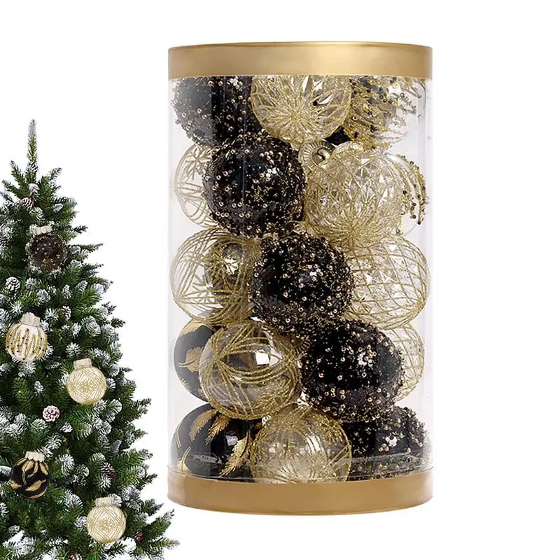 

Christmas Tree Balls Glittering Decorative Shatterproof Xmas Ball Ornament Decorations For Home Indoor Outdoor Navidad Supplies