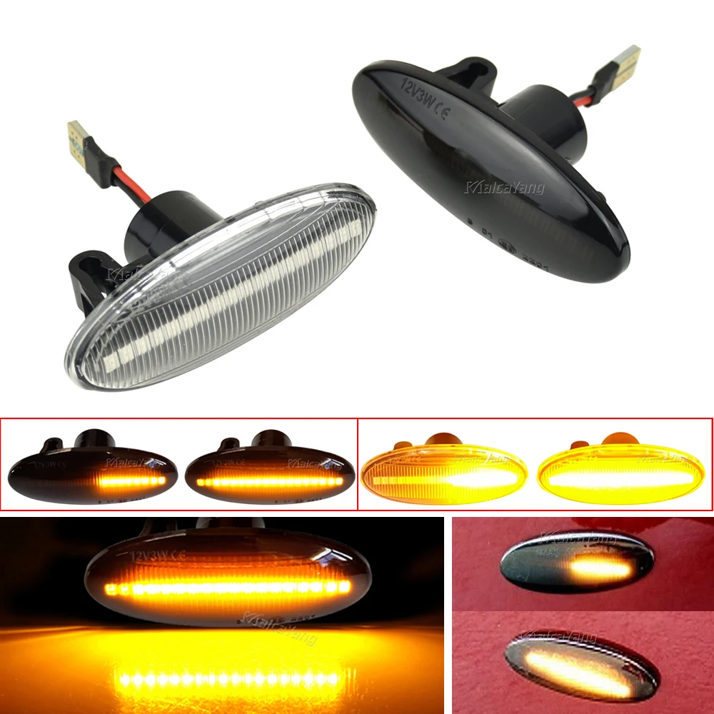 2Pcs LED Dynamic Side Marker Turn Signal Lights For Smart Forfour W453 Renault Master Koleos