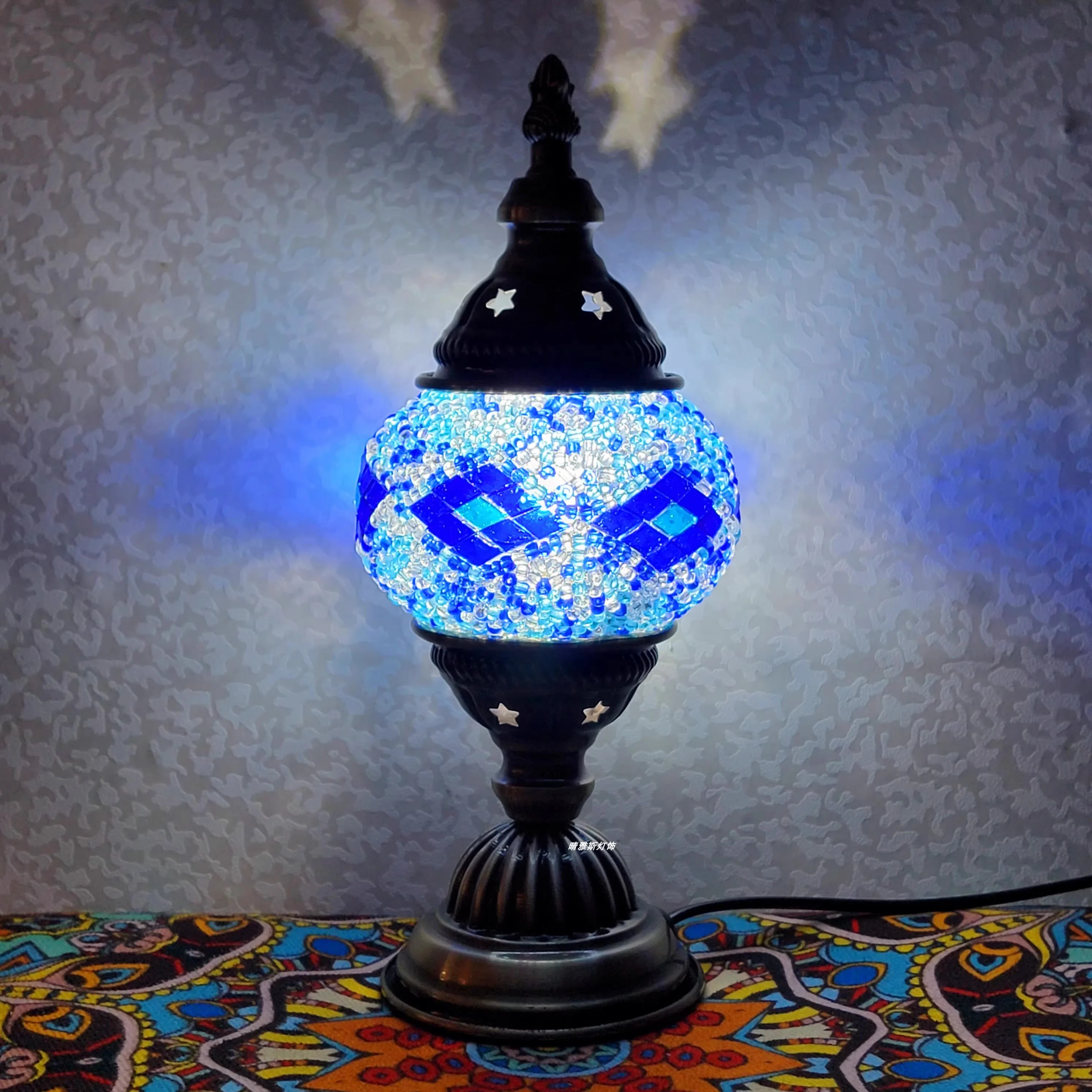 Newest Turkish Mosaic Table Lamp Vintage Art Deco Handcrafted Lamparas De Mesa Ball Glass Romantic Bed Light Led Night Lampe 3