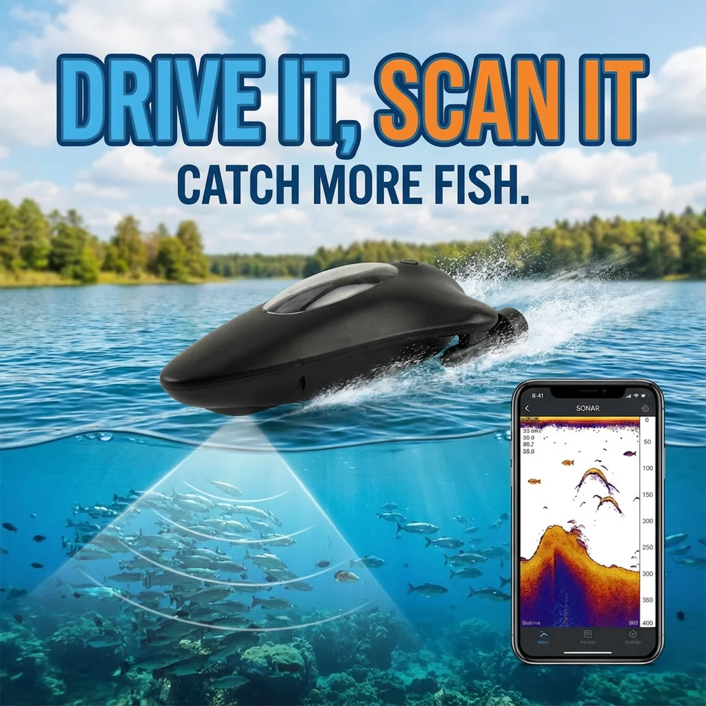 Sonar télécommandé avec appli WiFi - Détecteur de poissons sans fil pour bateau et kayak