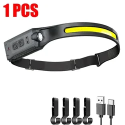 Rechargeable Multi - Mode LED Headlamp with Built - in Battery for Outdoor Camping and Emergencies (Black With Hooks)