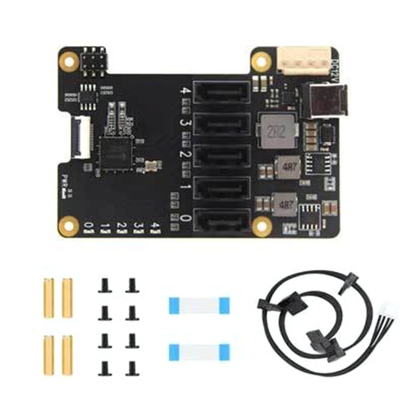 PCIe to 5 Port HDDs Expansion Board For RPi 5 5B High Capacity