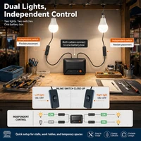 Kit d'éclairage solaire portable Grennova, complet, avec 2 ampoules LED à interrupteur indépendant, chargeur USB pour le camping, la tente, les pannes de courant 4