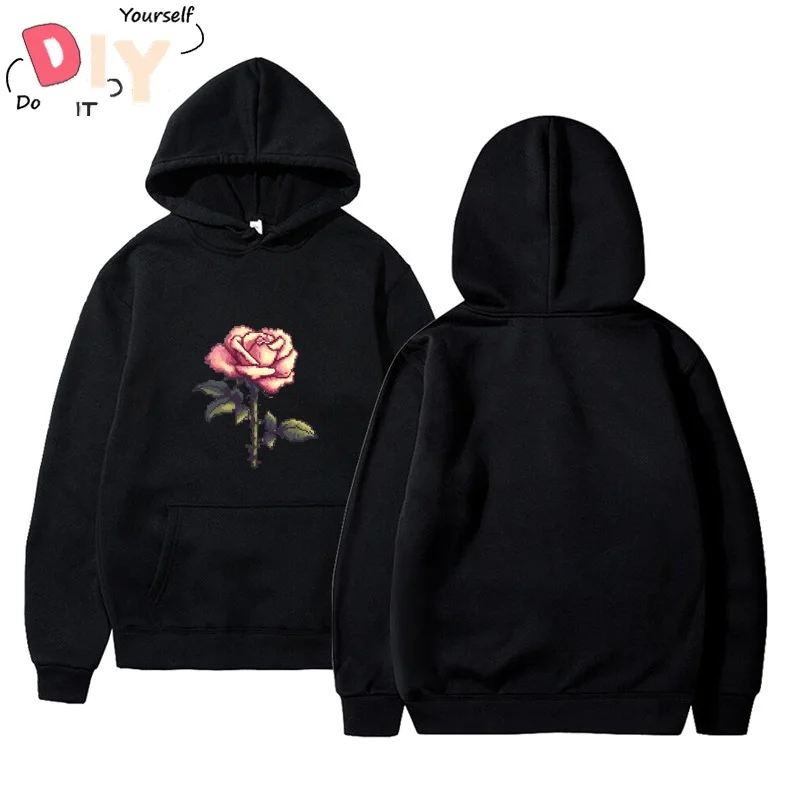 

Pixel Pink Rose Gildan Cute Hoodie Men Cotton Basic Style Sexy Putih Soft Ready Stock Viral Plus Size Summer Korean