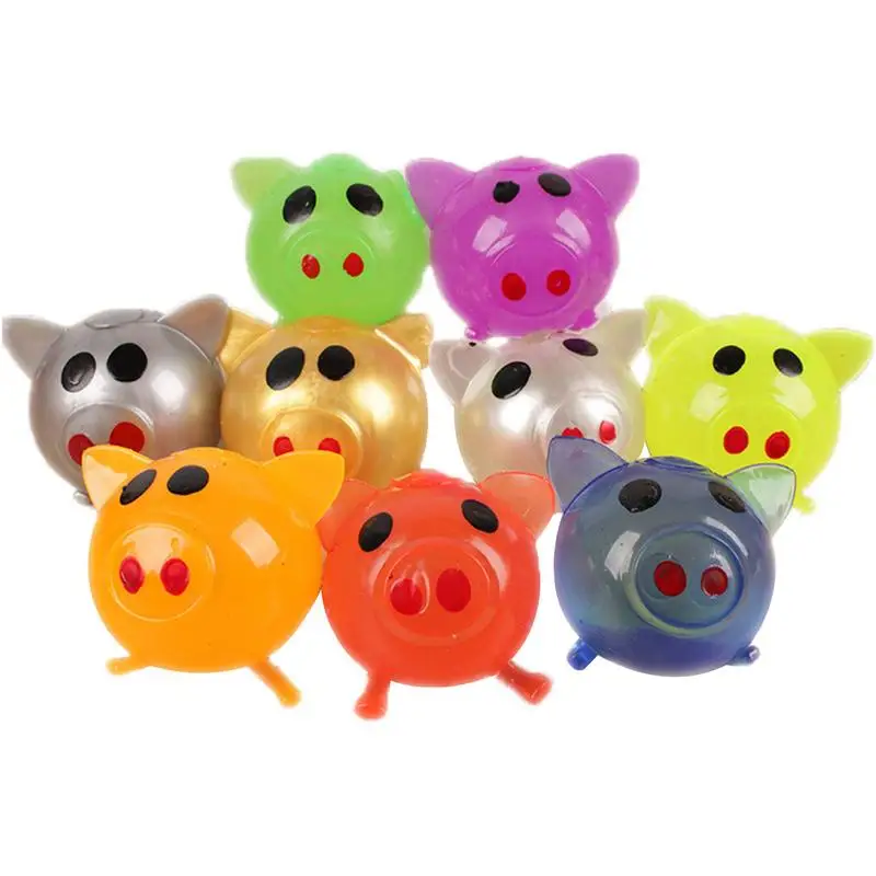 Venting Toy Pig Shape Splat Ball Cute Jelly Pig Splat Ball Smash Vent Toy Pig Splat Ball Toy Color Random cartoon soft cute pink pig tricking children toys venting pig squeezing music pinch called decompression vent toy