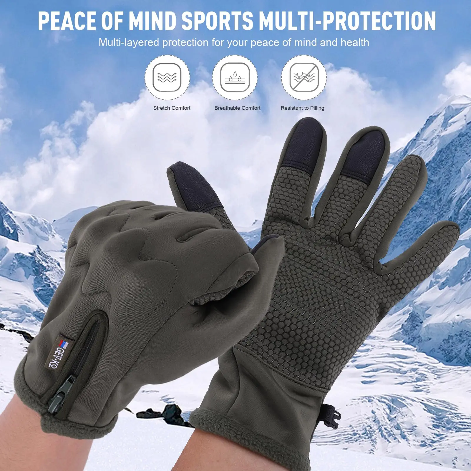 Winter Cycling Gloves Windproof Thickened Warm Plush Lined Tactical Gloves Hard Shell Anti-slip Touchscreen Hunting Gloves