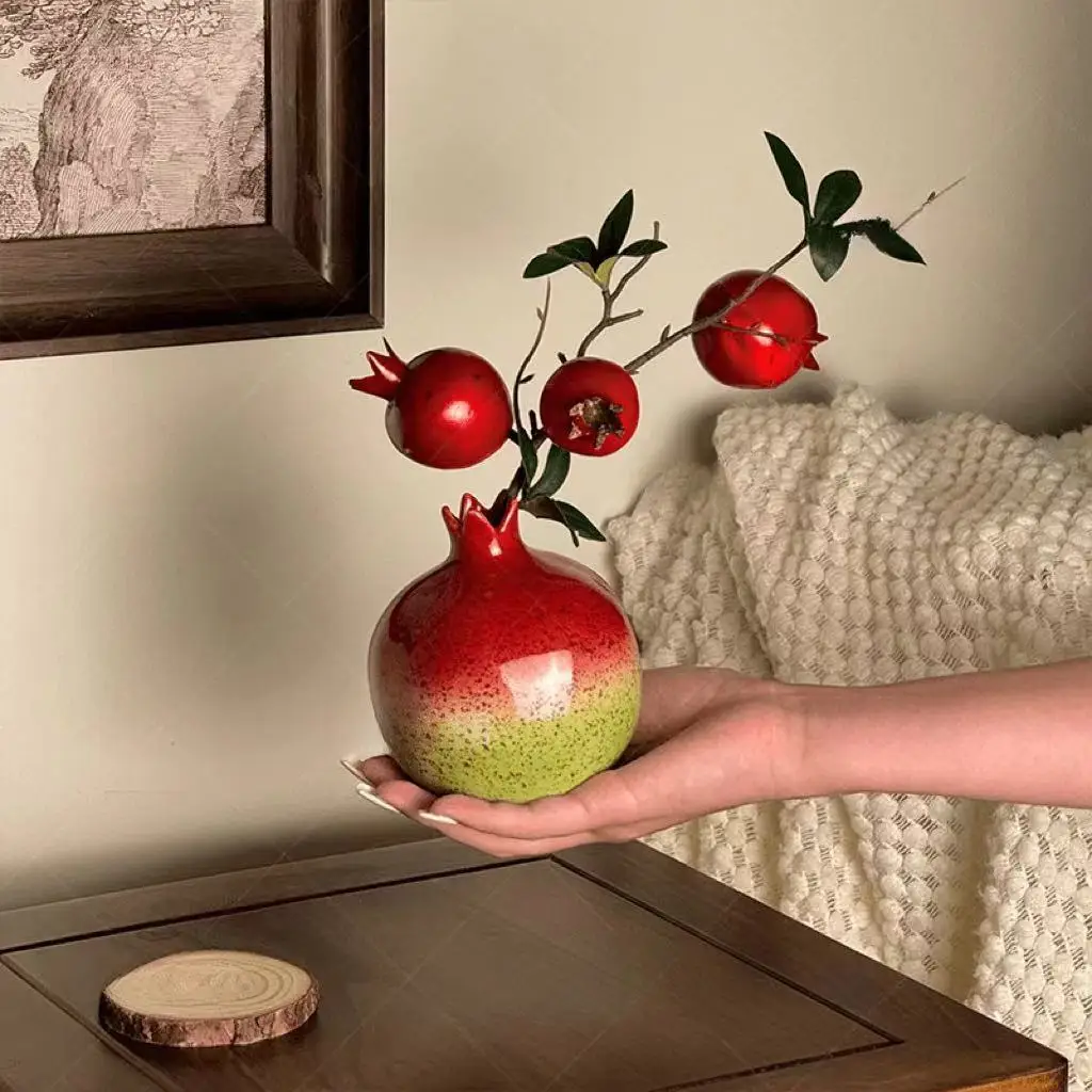 Artificial flowers, fake flowers, flower arrangements, pomegranate flower ornaments, persimmon tree branch flowers, flower decor