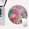 Rubber Round Pink Disco Ball Mouse Pad - Aesthetic Desk Accessory for Office, Laptop, Computer - Ideal Gift for Women, Girls 1