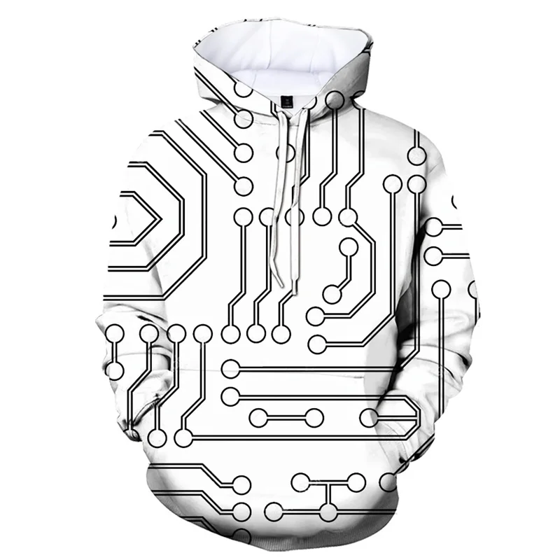 thumbnail image 1 of Sudadera con capucha con estampado 3D de circuitos para hombres y mujeres, sudaderas con cuello redondo geométricas, jersey de manga larga para otoño, abrigo de calle, 1 of 5