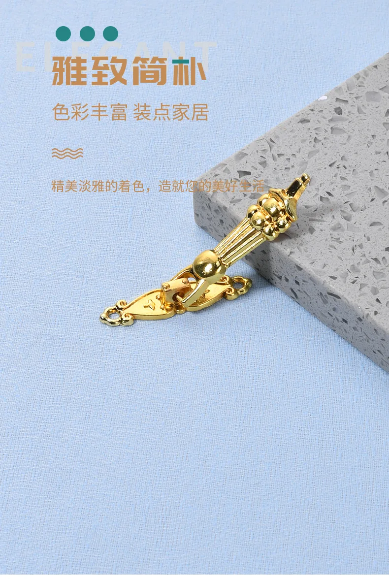 Description Picture 2 of itemImitation gold zinc alloy antique cabinet door drawer small wooden gift box decorative single hole handle