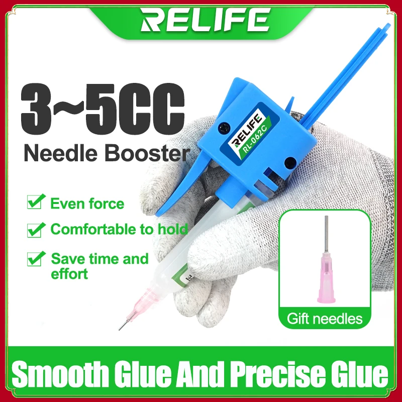 

RELIFE RL-062C Manual Glue Gun for 3CC~5CC Dropper Needle Booster Welding Oil Auxiliary Force Tool Push Rod Welding Oil Booster