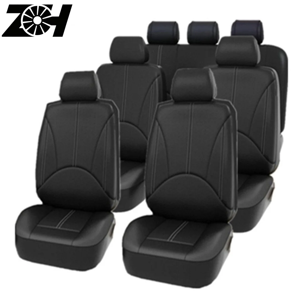Coprisedili Universali in Pelle per 5 Posti, Coprisedili Completi per Auto e SUV, Colore Nero - Image 4