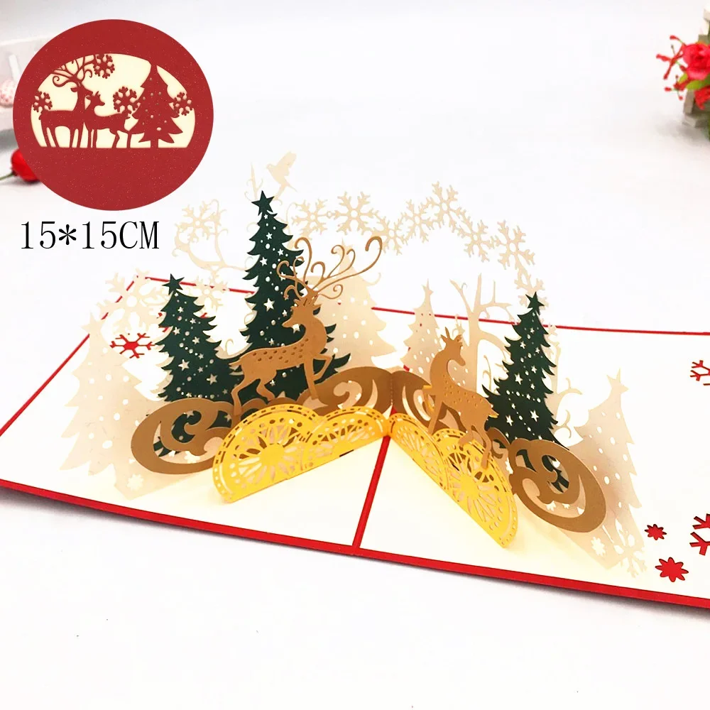 3D Pop UP Santa Cards Marry Christmas Greeting Card Party Invitations Gifts New Year Gift Card Anniversary Postcard greeting cards