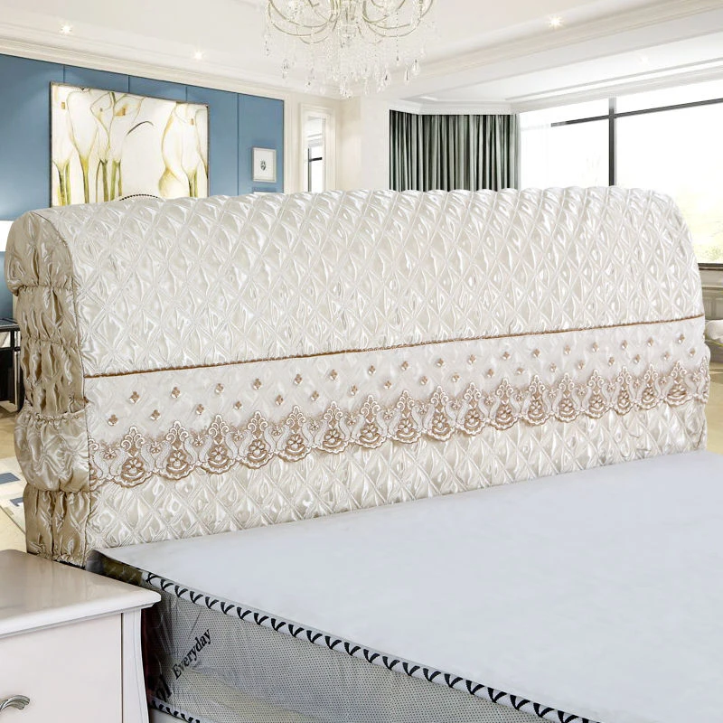 European Fabric Leather Bed Head Back Cover Headrest Lace Dust Proof Bed Headboard Cover Princess Luxurious Bedside