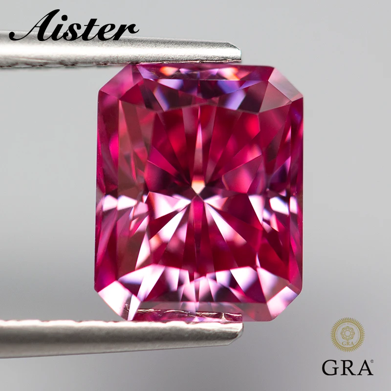 New Pink Moissanite Stone Radiant Cut Pass Diamond Tester Con Rapporto Gra Per La Creazione Di Gioielli