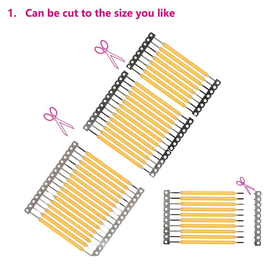 Description Picture 3 of item48pcs Dc 3v 38-40MM Cob Led Filament 2700K Edison Bulb Parts Can be cropped Lamp Incandescent Light Accessories Diodes warmWhite