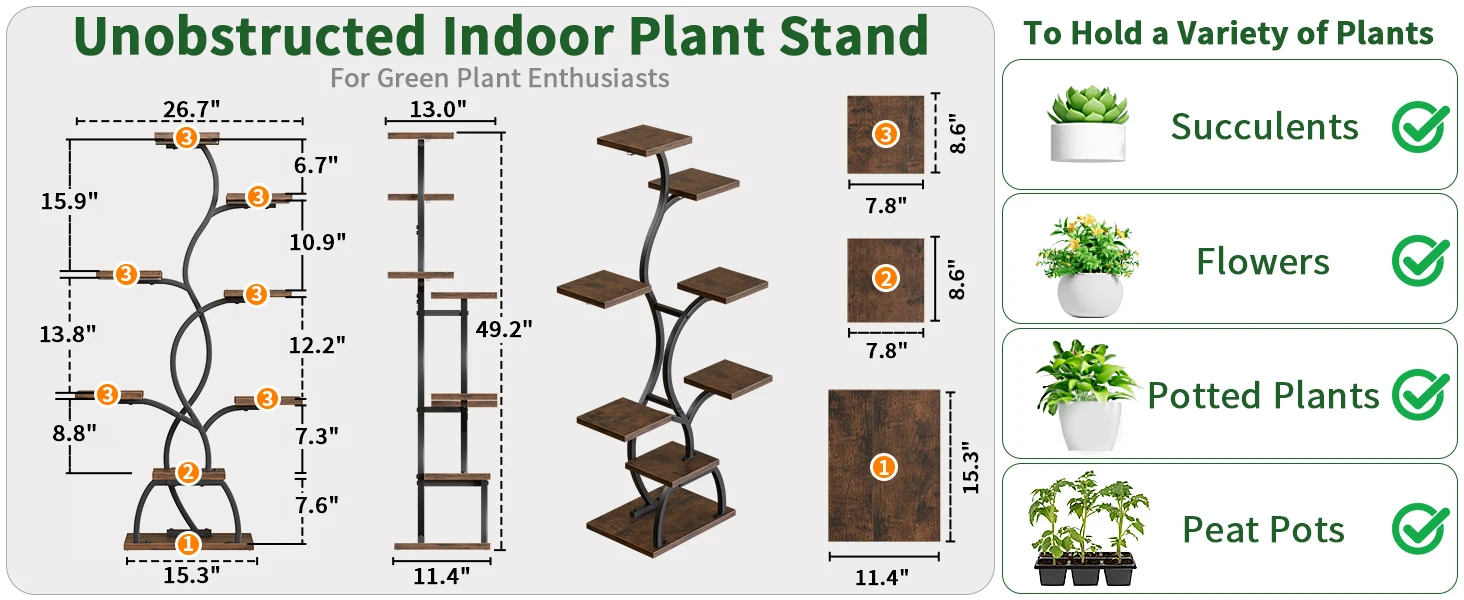 art display rack black wooden narrow wall planting