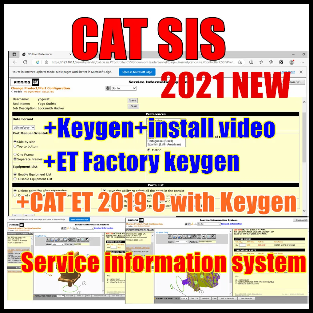 

2021,1 SIS для красной гусеницы CAT, информационная система, программное обеспечение для ремонта EPC + ET C + генератор ключей + заводской генератор ключей ET + видеоруководство