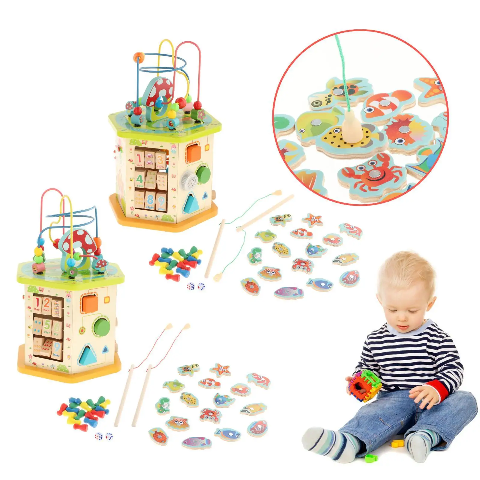 Activity Cubes Toys, Bead Maze Teaching Interesting Stacking Chessing Color Abacus for Parent- Gifts New Year Child