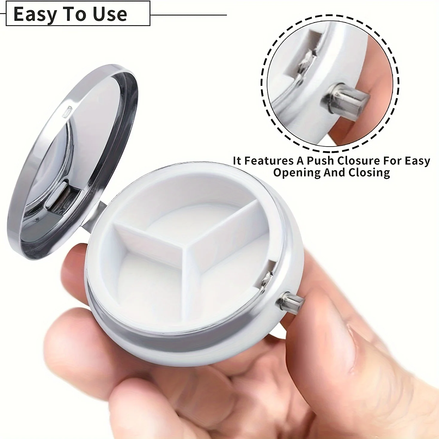Lotus shaped round medicine box household portable medicine storage box 3-compartment sub-packaging box storage box,medicine storage container