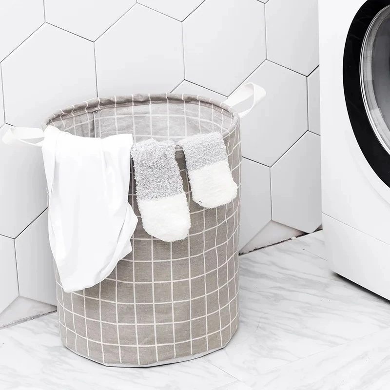 Foldable Laundry Basket Storage Bucket Japanese Cotton Linen Fabric Waterproof Dirty Laundry Toy Storage Dirty Clothes laundry basket
