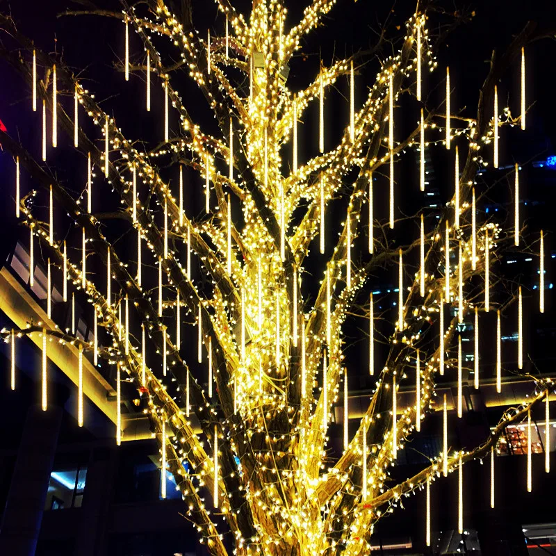 

1/2/3/4 Set Christmas String Light Outdoor LED Dripping Icicle Shooting Star Light Meteor Shower Falling Rain Cascading Lights