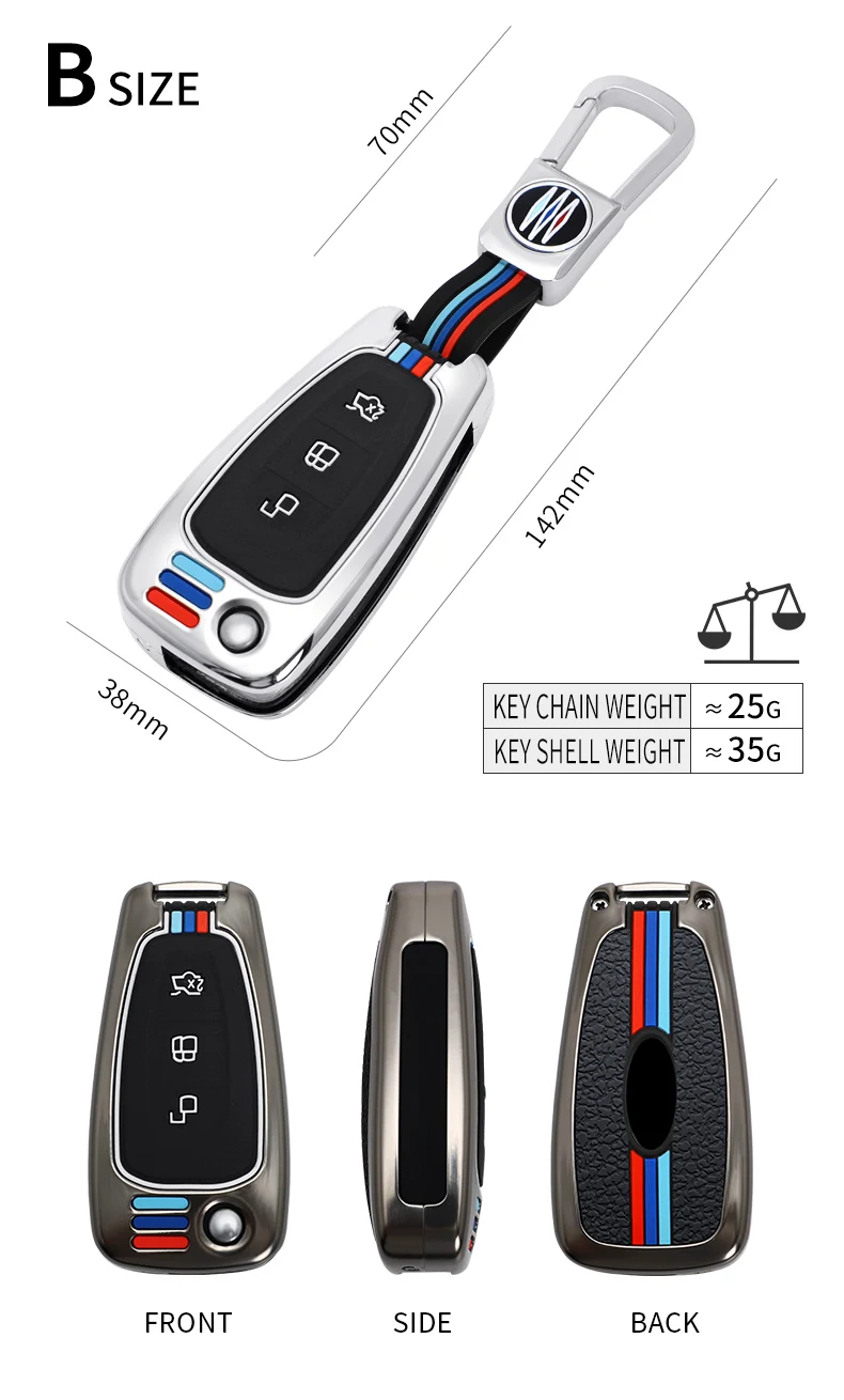 Nuova custodia per chiave auto in metallo copertura completa per Peugeot 308 408 508 2008 3008 4008 5008 Citroen C4 C4L C6 C3-XR accessori Smart Shell - S90b4ef4ceb7041ca82a3c69e0cb2a26ca