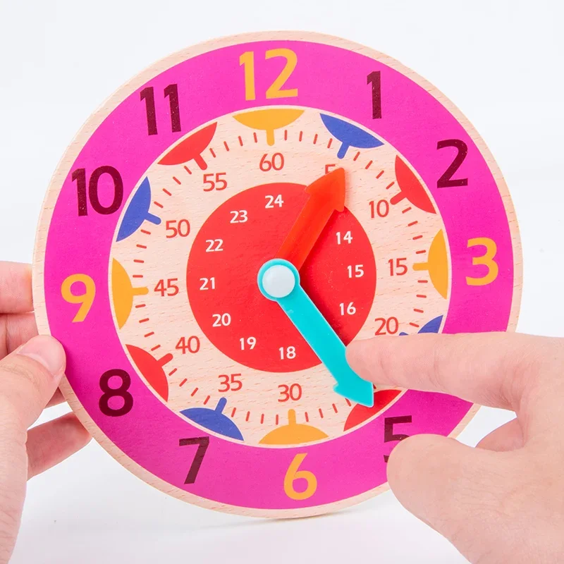 Kids Montessori Wooden Clock Toys Time Learning Teaching Aids Educational Toys For Children Primary School Clever Board Toy 4