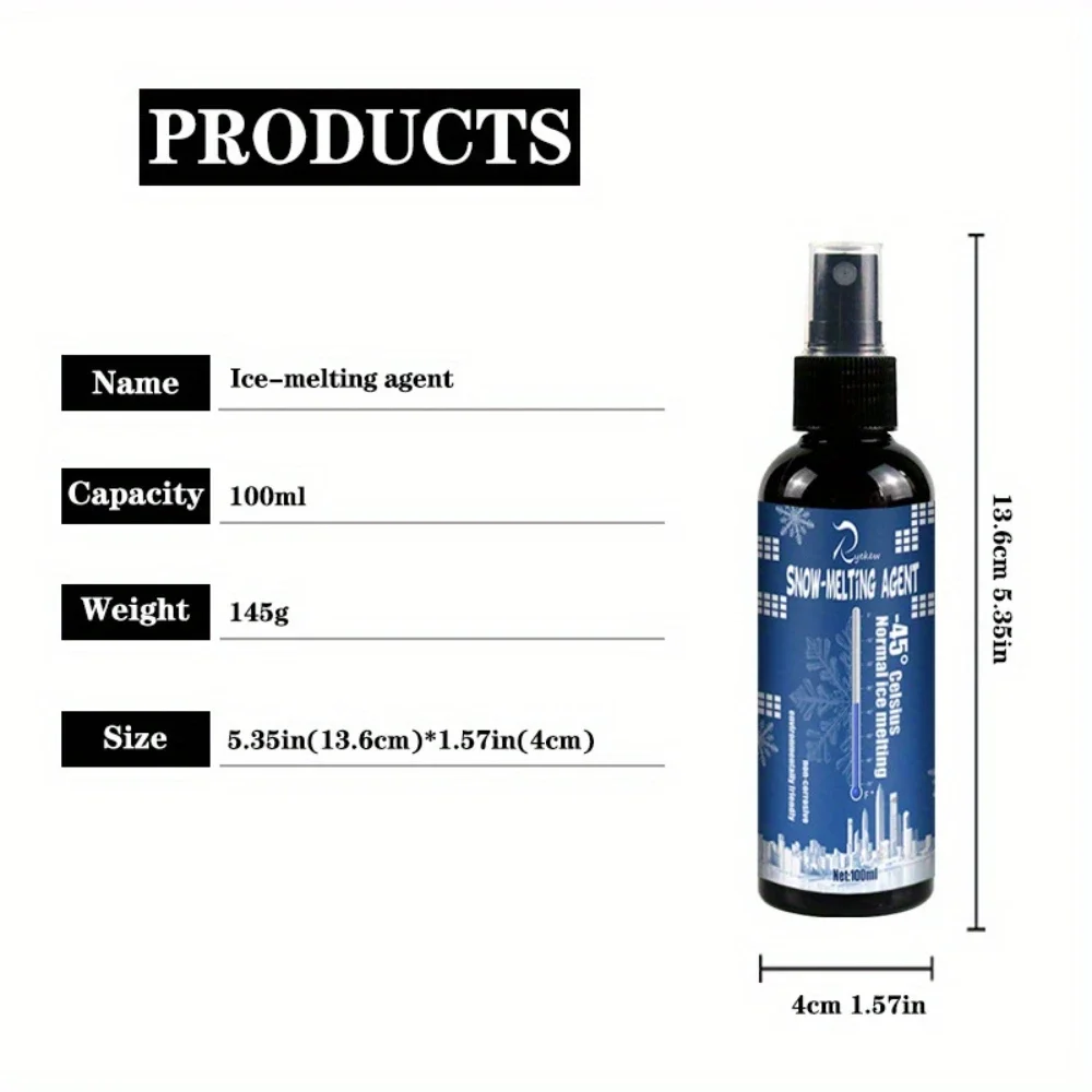 100ml Car Deicer Defroster for Windshield De-icer Spray Snow Melting Agent Winter Glass Window Cleaner Handles Defrosting Tools