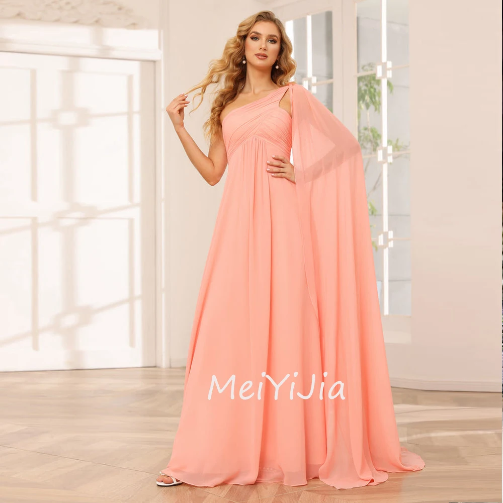 

Meiyijia Evening Dress One-shoulder Ruffle A-Line Crepe Zipper Up Saudi Arabia Sexy Evening Birthday Club Outfits Summer 2024