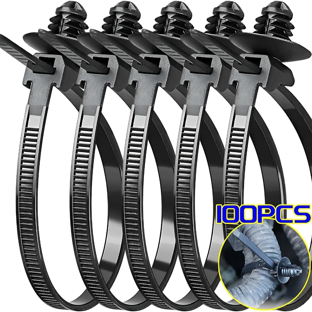 Nylon Car Cable Zip Ties Push Mount Wire Harness Loom Routing Clip ...