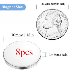 Ultra - Strong Neodymium Round Magnet (30x3mm - 8pcs)